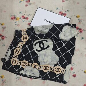 Chanel Camellia Silk Double-Sided Scarf